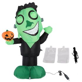 3.9ft Inflatable Green Monster With Pumpkin Big Eyes LED Lights Outdoor Yard Garden Lawn Holiday Party Decor IP44 Water Resistant US Plug 100‑120