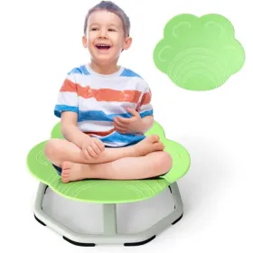Green Children's Sensory Rotating Chair: 360 Â° Rotation, 220 Pound Capacity, Planetary Design, PP/metal, Anti Slip Pad, Used For Balance And Coordina
