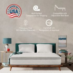 Full Size Mattress,10 Inch Hybrid Mattress In A Box With Gel Memory Foam,Individually Wrapped Pocket Coils Innerspring For Breathable And Durable Supp