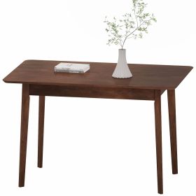 47.2" Rectangle Dining Table for 4, Mid-Century Modern Kitchen Table with Rubber Wood Legs for Dining Room, Walnut