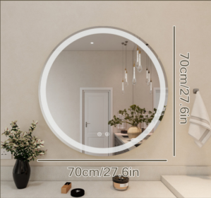 Smart Anti-fog LED Bathroom Mirror With Circular Dual Lights And 3-color Temperature Memory Dimming