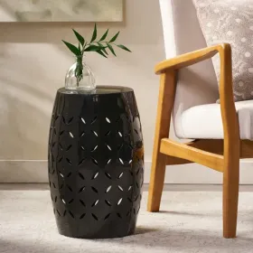 12" Accent Side Table, Cylindrical Design End Table For Living Room, Family Room, Or Entryway, Industrial Style,Coffee Side Tables For Indoor Outdoor,