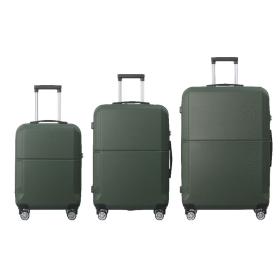 Green 3-Piece Premium ABS Luggage Set-20, 24, And 28 Suitcases With Multi-Position Handle, Silent Spinner Wheels, And TSA-Approved Lock-Durable, Styli