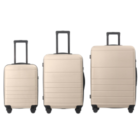 Luggage Sets ABS Hardshell 3pcs Luggage, Lightweight Durable Suitcase Sets Spinner Wheels Suitcase With TSA Lock 20''24''28'' Available Beige