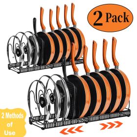 2 Pack Expandable Pot Lid Rack Organizer, Pans Organizer Rack, Pots And Pans Organizer Rack Cookware Set Organizer