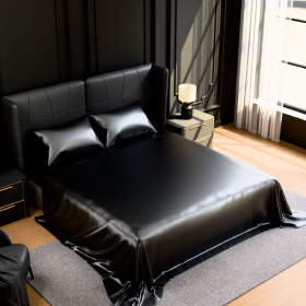 Satin Bed Sheets, Full Size Sheets Set, 4 Pcs Silky Bedding Set With 15 Inches Deep Pocket For Mattress -Full, Black