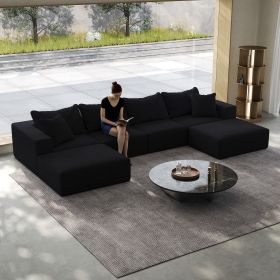 Oversized Sponge Cloud Sofa,Modern Upholstered Sectional Sofa Couch Set,Modular 162 L Shaped Sectional Living Room Sofa Set With 6 Pillows,Free Combin