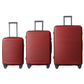 Luggage Sets ABS Hardshell 3pcs Luggage, Lightweight Durable Suitcase Sets Spinner Wheels Suitcase With TSA Lock 20''24''28'' Available WINE RED