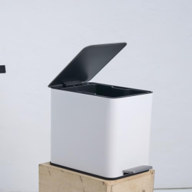 SSTC102-15L-W, Stainless Steel Kitchen Trash Can, 15L, White