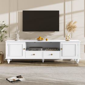 VIBE HAUS 70.9 Modern TV Stand For TVs Up To 80 Inches, Entertainment Center With Open Compartment, TV Storage Cabinet With 2 Drawers, 2 Cabinets And