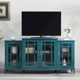 62 TV Stand, Buffet Sideboard Cabinet, Teal Blue
