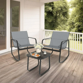 Courtyard Furniture Set, Outdoor Courtyard Furniture Reception Set With Table--3- Light Grey