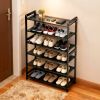 6-layer flat bamboo shoe rack, 68*25*89cm, black