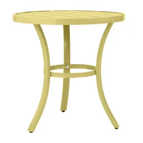 Outdoor Round Side Table, Small Metal Table Patio End Table Coffee Bistro Table For Indoor Outdoor, Light Yellow
