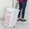 Wheeled Hamper, Plastic Laundry Hamper with Handle for Easy Transport, White