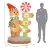 6' Blow up Gingerbread & Signpost w/ Build-in Lights, Christmas Inflatable Decorations Outdoor for Holiday Garden