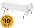 10-Pack White Tablecloths for Rectangle Tables, 60 x 84 Inches