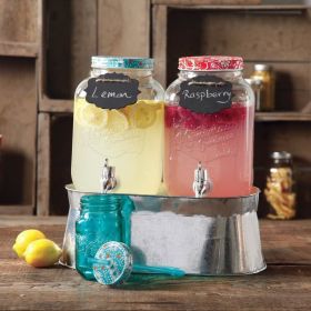 Simple Homemade Goodness Clear Drink Dispenser Set with Ice Bucket, Chalk Boards and Chalk Pencil
