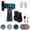 12V Cordless Mini Angle Grinder Hand Polishing Grinding Machine Cordless Cutter Grinding Tool with 7Pcs Disc 2Pcs 1100mAh Batteries and Charger Hex Ke
