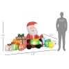 4.4' Inflatable Santa Claus and Gift Boxes w/ White LED Lights, Blow-Up Outdoor Display for Party