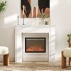Modern Fireplace Mantel, Freestanding Fireplace Surround with Leg for Electric Fireplaces, 44.7" W x 40" H, White