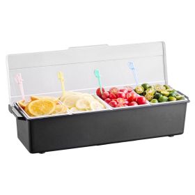 VEVOR Chilled Condiment Server, 4 Compartment Ice Cooled Condiment Serving Container, Chilled Garnish Tray Bar Caddy with Lid