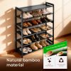 6-layer flat bamboo shoe rack, 68*25*89cm, black