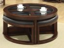Dark Walnut Coffee Table Glass Insert Top Ottoman Included Table Set Living Room Furniture