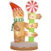6' Blow up Gingerbread & Signpost w/ Build-in Lights, Christmas Inflatable Decorations Outdoor for Holiday Garden
