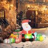 4.4' Inflatable Santa Claus and Gift Boxes w/ White LED Lights, Blow-Up Outdoor Display for Party