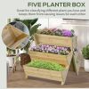 Raised Garden Bed Wood, Freestanding Planter Stand with 5 Planting Boxes and 4 Hooks, Good for Herbs, Flowers