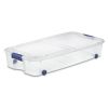 66 Quart Clear Underbed Storage Container with Latch Lid and Wheels, Blue