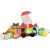 4.4' Inflatable Santa Claus and Gift Boxes w/ White LED Lights, Blow-Up Outdoor Display for Party