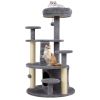 40" Multi-Level Cat Tree for Munchkin & Old Cats - Stable Wide Base, Soft Padded Perch + Large Condo (Gray)
