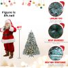 4ft Pre-Lit Flocked Artificial Christmas Tree with 150 Warm White Lights, Snow Frosted Realistic Pine Xmas Tree for Indoor Holiday Decoration