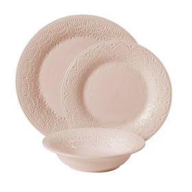 12-Piece Ceramic Dinnerware Set, Pink