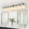 Modern 8-Light Vanity Wall Sconce, Brushed Nickel Finish with Frosted Glass Shades for Bathroom or Hallway Lighting (No Bulbs)