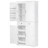K&K 71" Tall Kitchen Pantry Cabinet with 3 Pull Out Cabinet Organizers, Farmhouse Embossed Texture Storage Cabinet with 6 Door Shelves, 2 Drawers