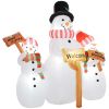 6.1' Inflatable Three Snowmen with Sign Each, Blow-Up Outdoor Christmas Display w/ LED Lights for Party