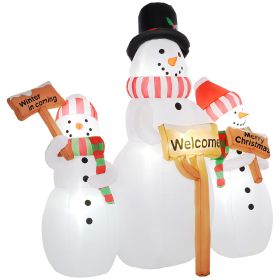 6.1' Inflatable Three Snowmen with Sign Each, Blow-Up Outdoor Christmas Display w/ LED Lights for Party