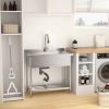 Stainless Steel Large Utility Sink Single Bowl, Freestanding Commercial Restaurant Sink, Utility Sink for Laundry Room, Garage, Kitchen