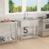 Stainless Steel Large Utility Sink Single Bowl, Freestanding Commercial Restaurant Sink, Utility Sink for Laundry Room, Garage, Kitchen