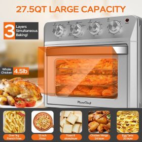 27.5QT 6-in-1 Air Fryer Toaster Oven Dropdown-Door 6-Slice Countertop Convection Oven for Air Frying, Baking, Roasting, Broiling & Grilling, 1600W
