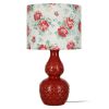 Vintage Floral Table Lamp, Red Finish with LED Bulb Included