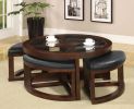 Dark Walnut Coffee Table Glass Insert Top Ottoman Included Table Set Living Room Furniture