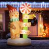 6' Blow up Gingerbread & Signpost w/ Build-in Lights, Christmas Inflatable Decorations Outdoor for Holiday Garden