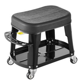VEVOR Mechanic Stool, 300 lbs Capacity Garage Seat/Work Stool with Wheels, 360° Swivel Rolling Workshop Stool with Tool Tray and Screwdriver Rack