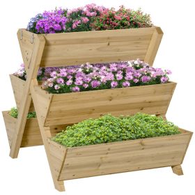 Raised Garden Bed Wood, Freestanding Planter Stand with 5 Planting Boxes and 4 Hooks, Good for Herbs, Flowers