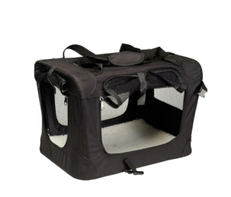 Foldable Dog Cage, Portable Travel Dog Cage With Three-door Mesh Windows--24IN.black