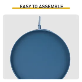 Patio Small Side Table, Round 2 Tier End Table, Metal Round Coffee Table For Indoor Outdoor, Navy Blue